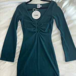 Princess Polly Dax l Long Sleeve Mini Dress Forest Green